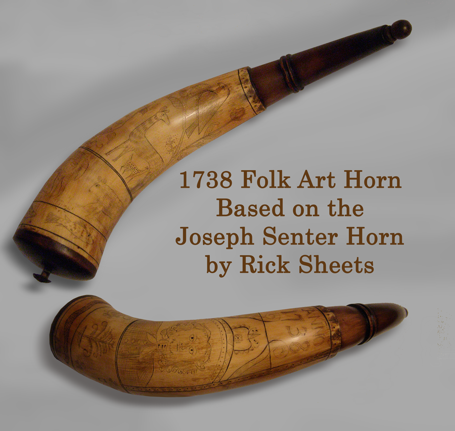 1738 Folk Art Powder Horn.